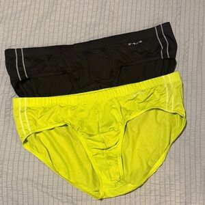 2xist Black and Neon Yellow Briefs